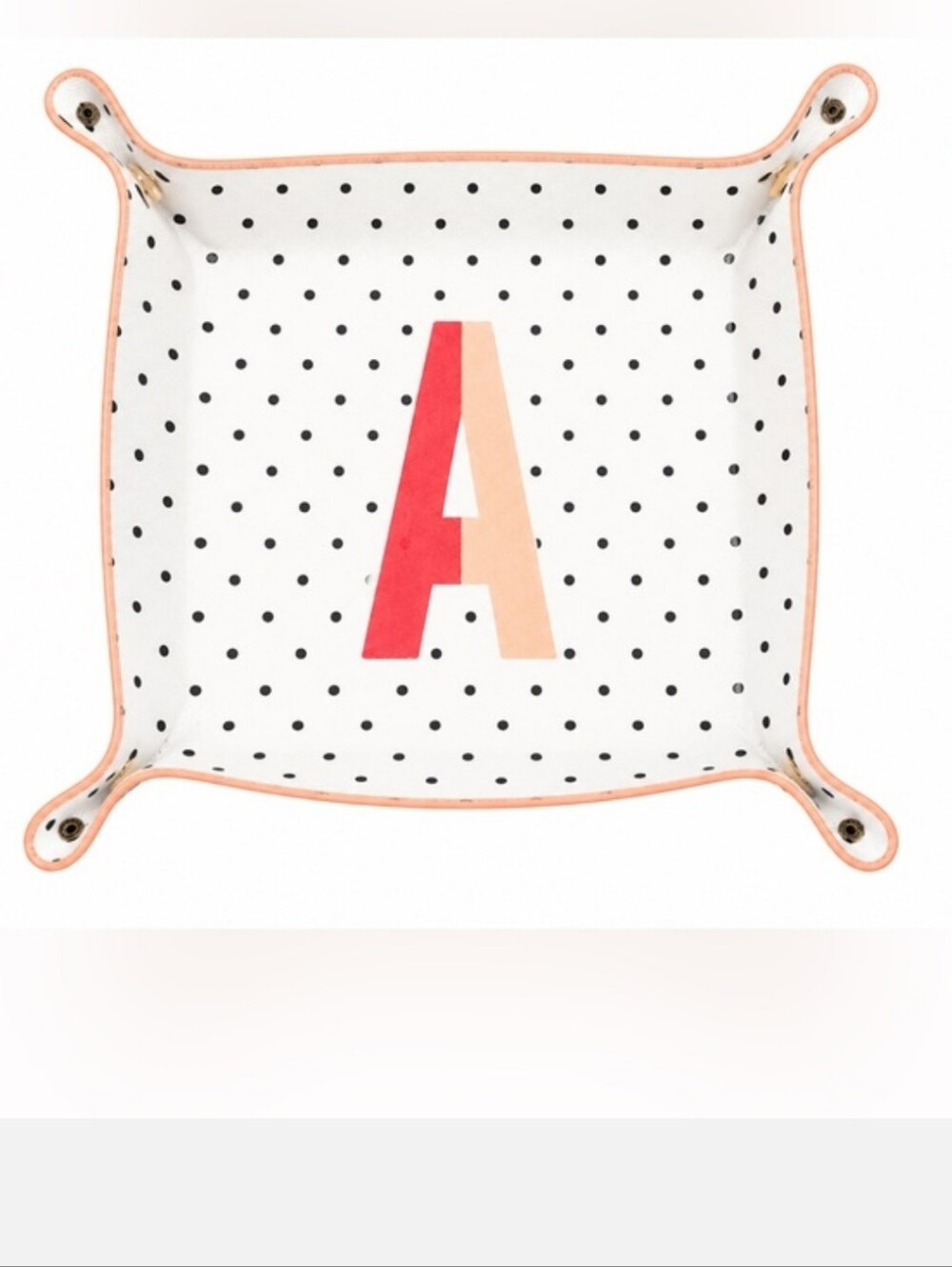 kate spade Polka Dot Monogram Catch All Tray - Red & Peach Accent